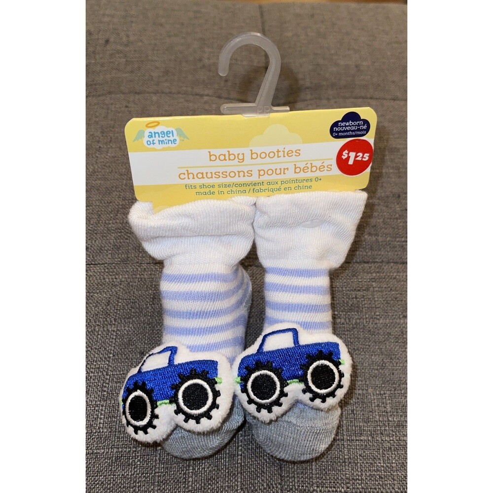 Angel of Mine Baby Booties Socks - Newborn 0+ Months - New - Trucks